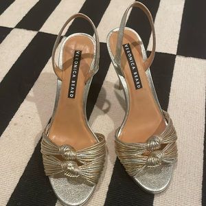 Veronica Beard silver & gold heels
